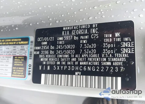 2022 Kia Telluride Ex from USA, damaged, VIN 5XYP3DHC6NG227237